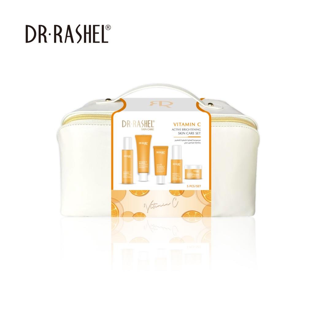 DR.RASHEL Vitamin C Active Brightening Skin Care Set with Bag – 5 PCS
